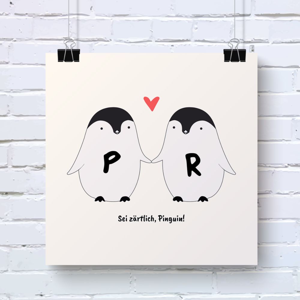 Pinguin Pärchen - Personalisierbares Poster Pinguin Pärchen - Personalisierbares Poster