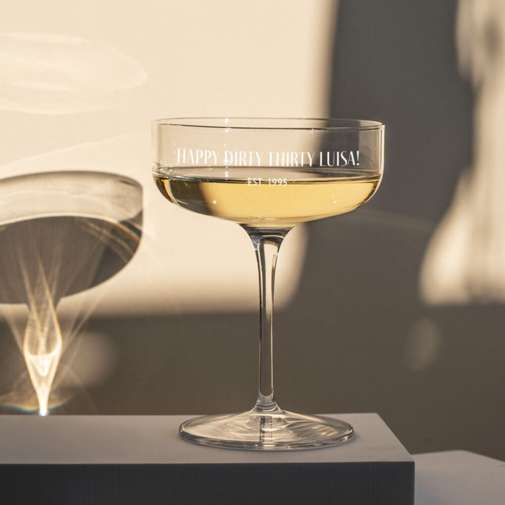 Personalisierbare Champagnerschale mit Text