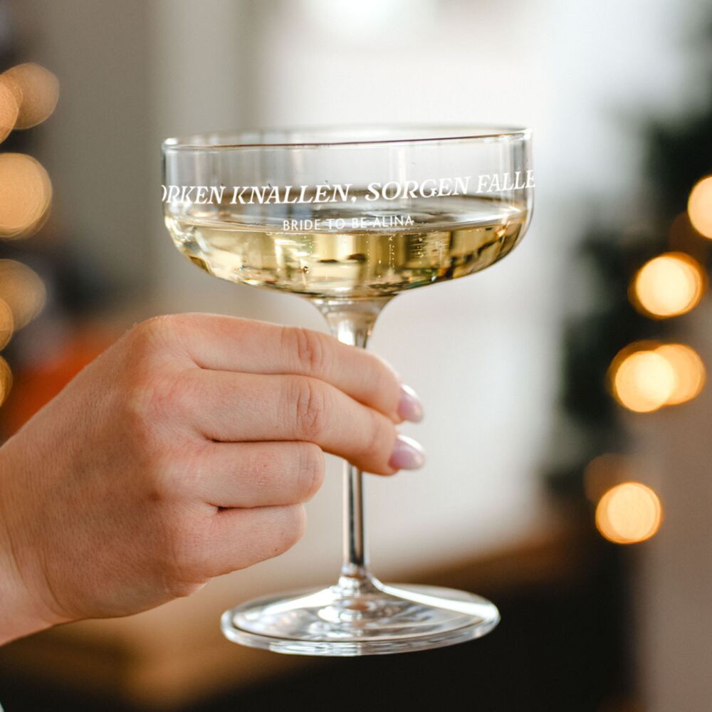 Personalisierbare Champagnerschale mit Text
