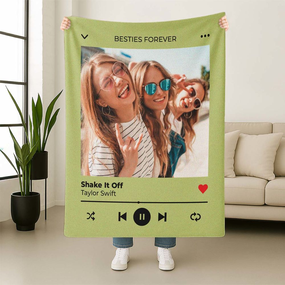Personalisierbare Decke mit Foto und Song