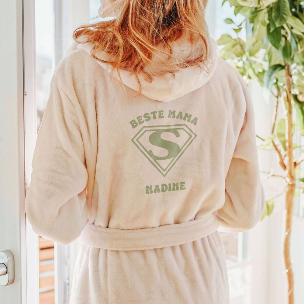 Personalisierbarer Bademantel Superheldin