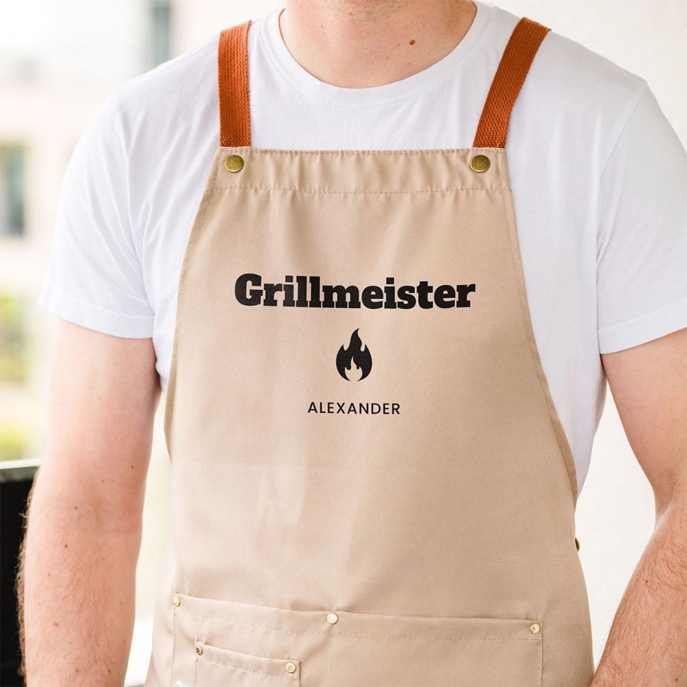 Personalisierbare Schürze mit Text und Symbol