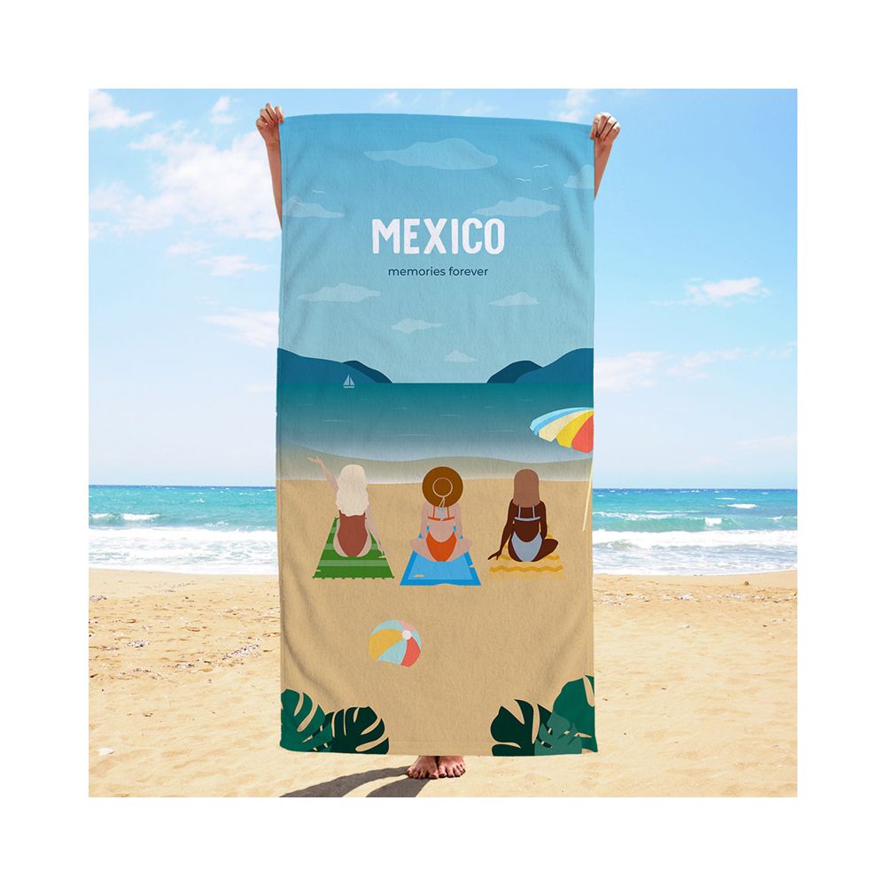 Personalisierbare Handtuch-Illustration Freundinnen Strand