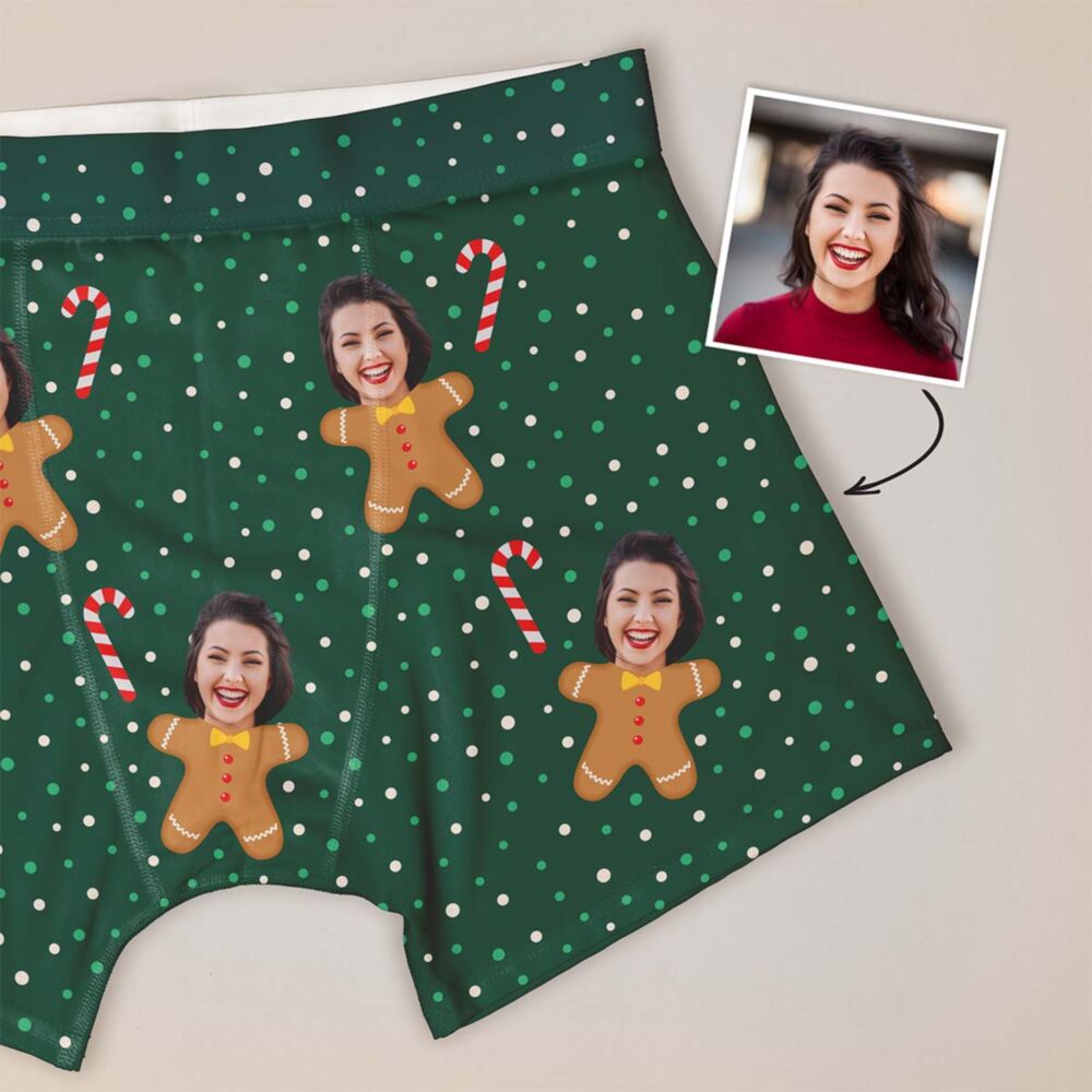 Weihnachtliche Boxershorts mit Gesicht und Hintergründen