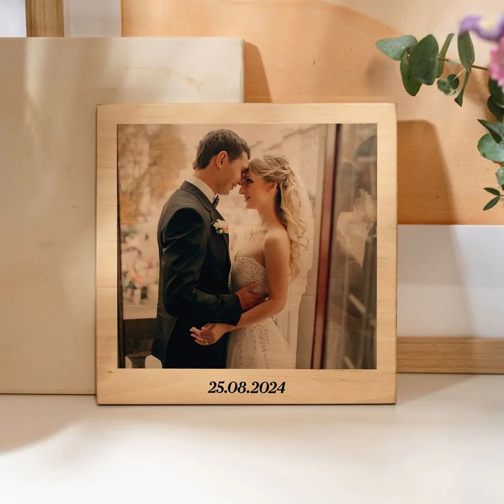 Personalisierbares Holzbild im Polaroid-Look