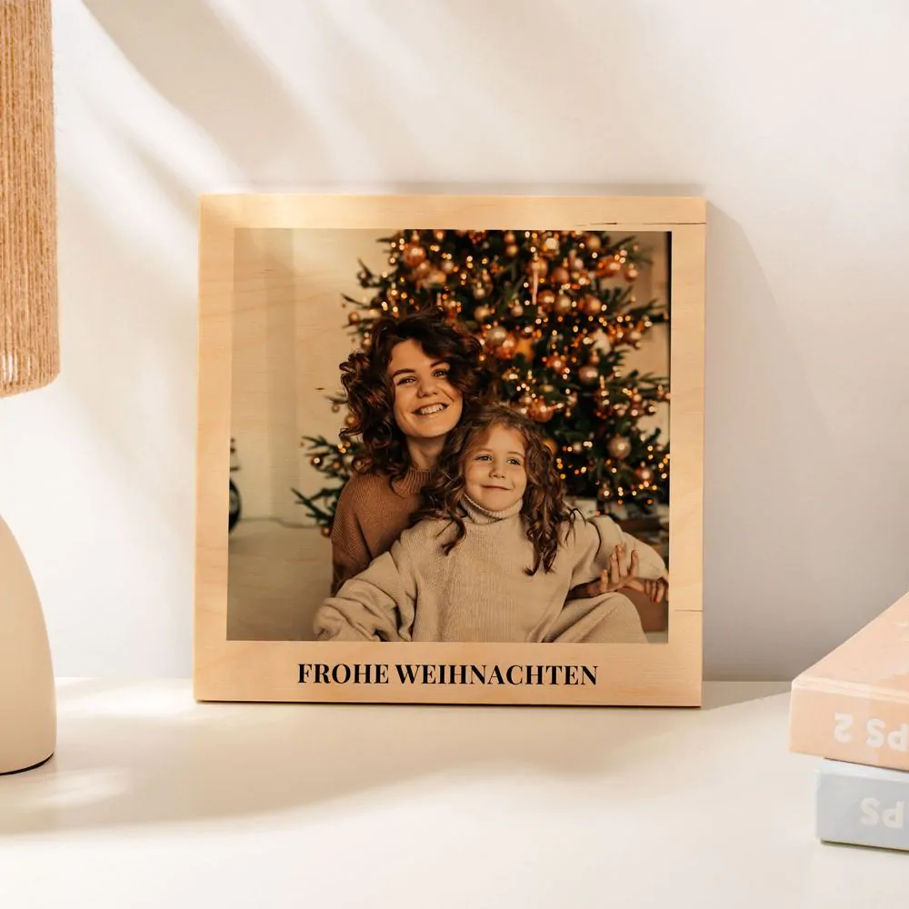 Personalisierbares Holzbild im Polaroid-Look