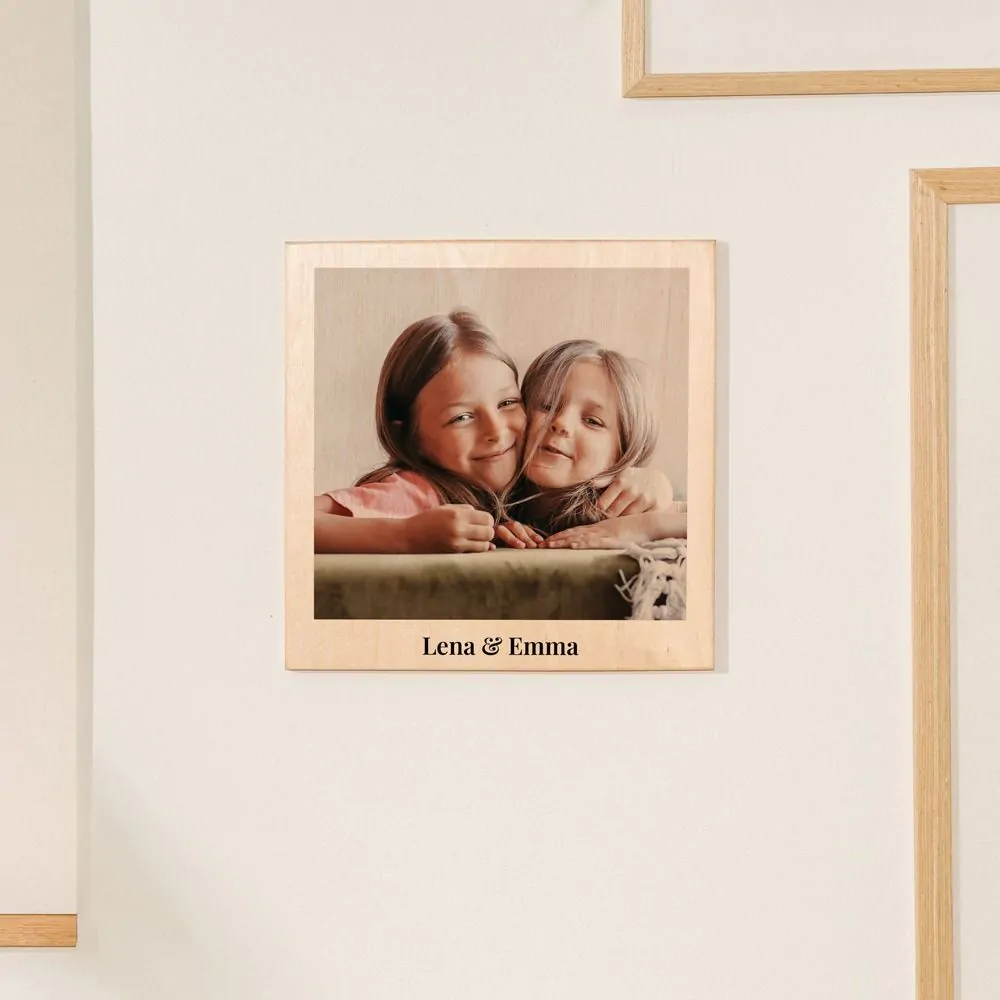 Personalisierbares Holzbild im Polaroid-Look