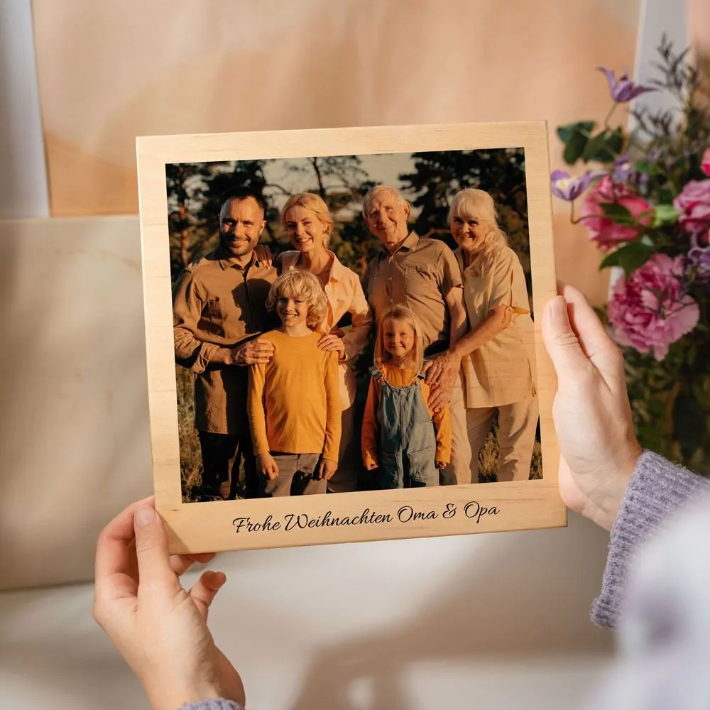 Personalisierbares Holzbild im Polaroid-Look