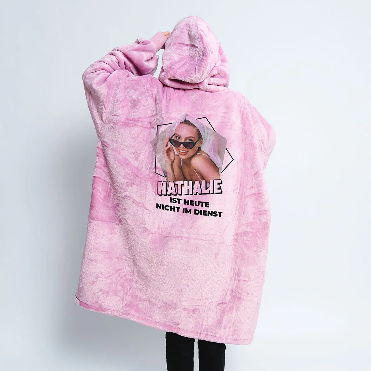 Personalisierbare Hoodie Decke mit Bild und Text