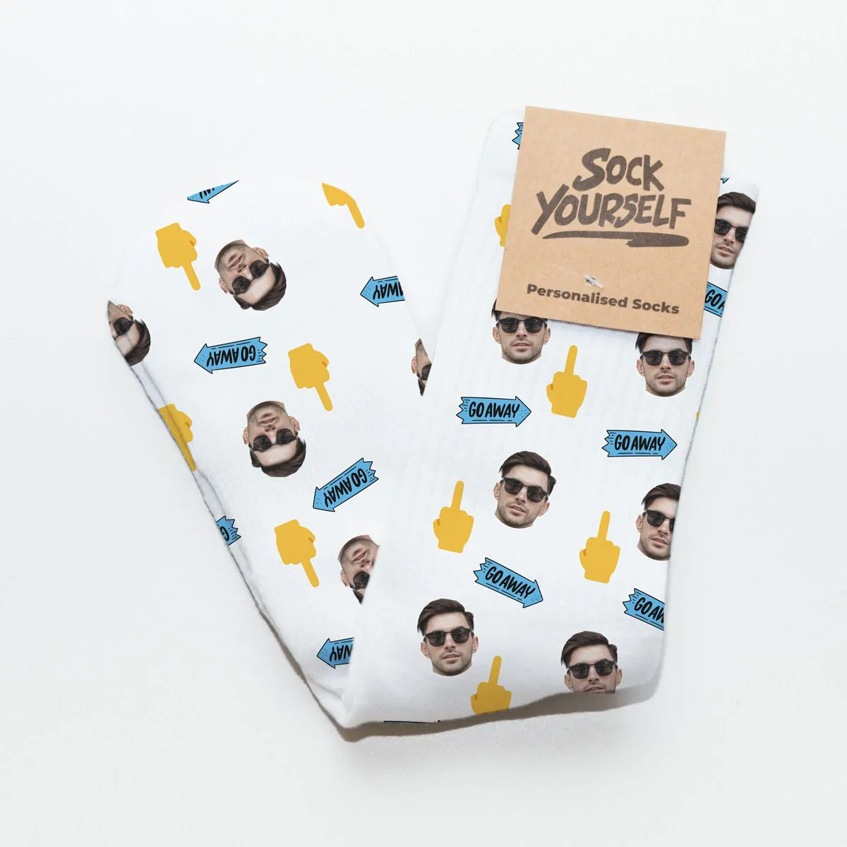 Personalisierbare Socken mit Gesicht und Hintergründen