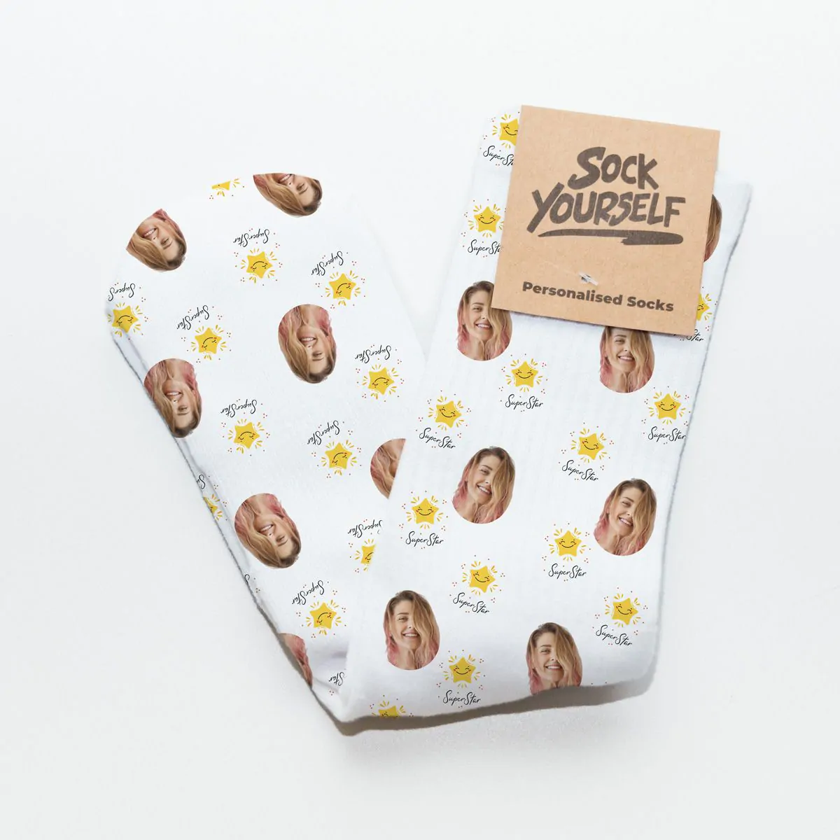 Personalisierbare Socken mit Gesicht und Hintergründen