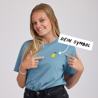 Besticktes T-Shirt Hellblau mit Symbol