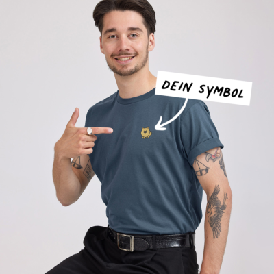 Besticktes T-Shirt Dunkelblau mit Symbol
