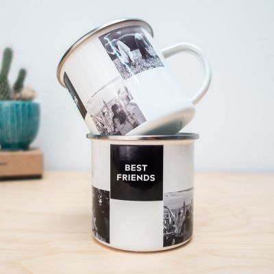 Personalisierbare Metalltasse mit Fotos und Text Personalisierbare Metalltasse mit Fotos und Text