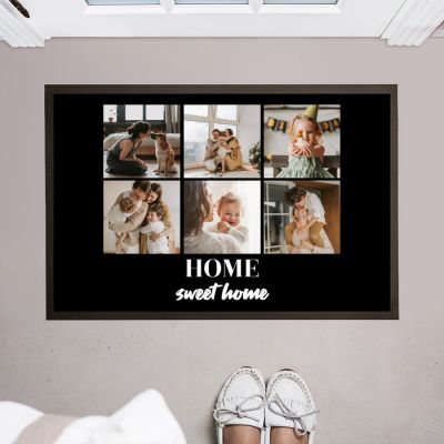 Personalisierbare Fußmatte mit 6 Fotos und Text Personalisierbare Fußmatte mit 6 Fotos und Text
