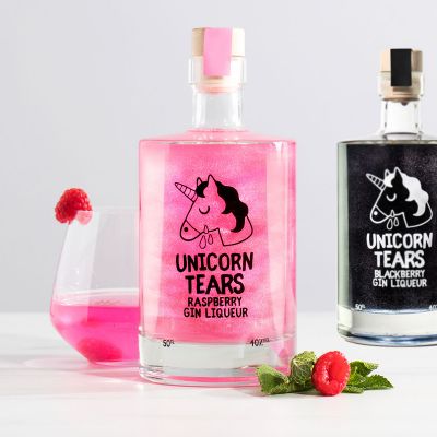 Einhorn-Tränen Gin-Likör mit Himbeere oder Brombeere Einhorn-Tränen Gin-Likör mit Himbeere oder Brombeere