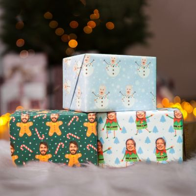 Geschenkpapier Weihnachten Multi-Gesicht mit verschiedenen Hintergründen Geschenkpapier Weihnachten Multi-Gesicht mit verschiedenen Hintergründen
