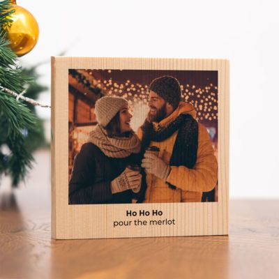 Personalisierbarer Holzblock mit Foto und Text Personalisierbarer Holzblock mit Foto und Text