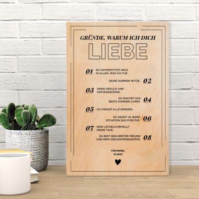 Personalisierbares Holzbild - Was Ich An Dir Liebe Personalisierbares Holzbild - Was Ich An Dir Liebe