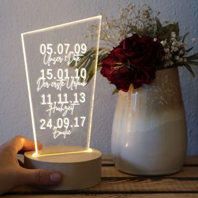 romantische geschenke personalisierte led leuchte mit wichtigen daten