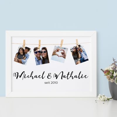 Personalisierbares Poster mit 4 Fotos und Namen Personalisierbares Poster mit 4 Fotos und Namen