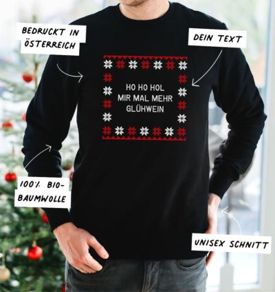 Personalisierbarer Weihnachtspullover mit Spruch
