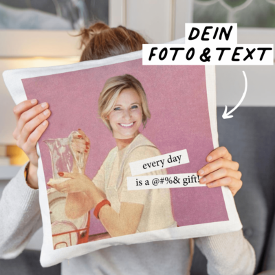 Personalisierbarer Kissenbezug mit Gesicht im Retro-Design