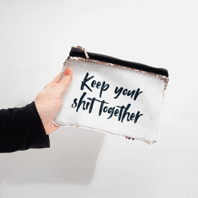 Personalisierbare Pailletten Clutch mit Text