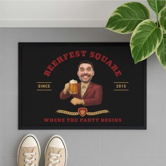 Personalised Face Doormat with Beer Logo