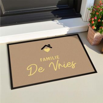 Gepersonaliseerde deurmat met tekst en symbool