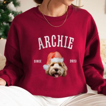 Personalised Sweatshirt with Pet in Christmas Hat