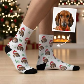 Chaussettes personnalisées avec visage et bonnet de Noël