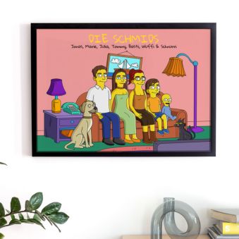 Personalisierbare Poster-Illustration Cartoon Familie