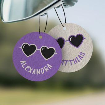 Personligt duftvedhæng smiley med tekst sæt af 2