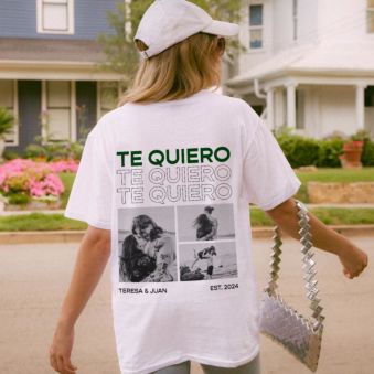 Camiseta personalizable con fotos en blanco y negro y texto