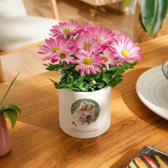 Personalisierbarer Blumentopf mit Foto und Text