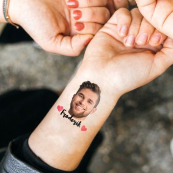 Personaliserede tatoveringer sæt af 6 med ansigt og tekst