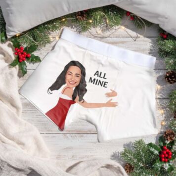 Personalisierbare Weihnachtsboxershorts mit Gesicht und Text
