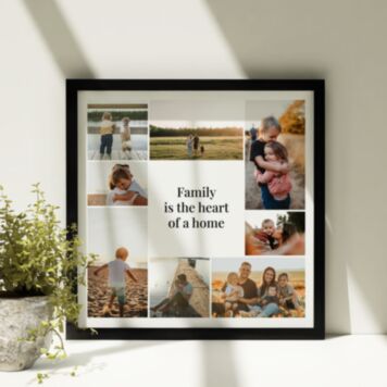 Personalisierbares Poster mit 8 Fotos und Text