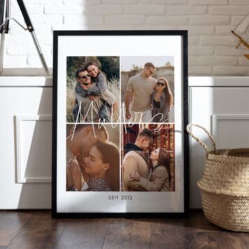 Personalisierbares Poster mit 4 Fotos und Text