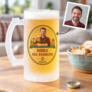 Personalisierbarer Bierkrug mit Logo und Gesicht