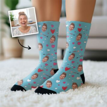 Personalisierbare Socken mit Gesicht und Liebes-Designs