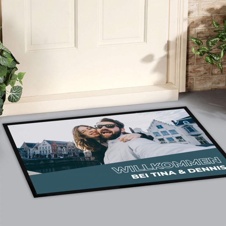 Herz & Heim Personalisierte Fußmatte – Schwarz, Rutschfest, 60 X 40 Cm, Mit Eigenem Text