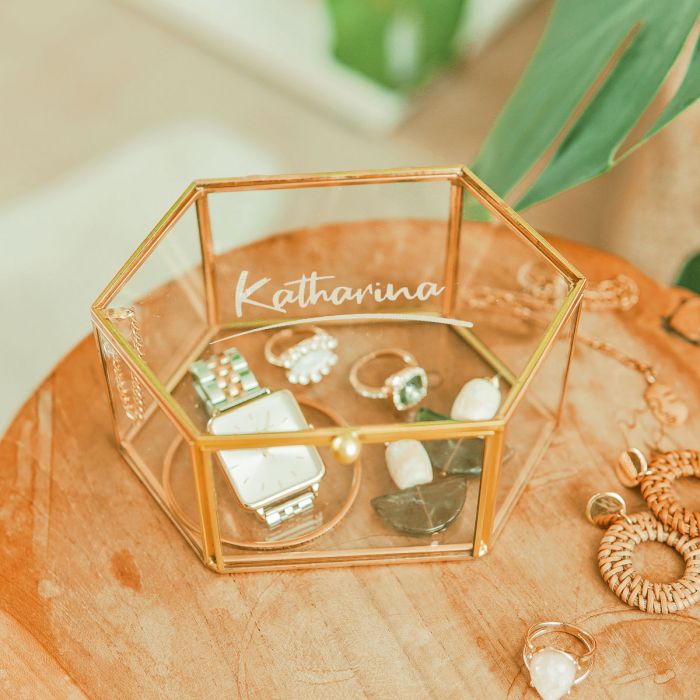 Glasbox mit Text main product photo