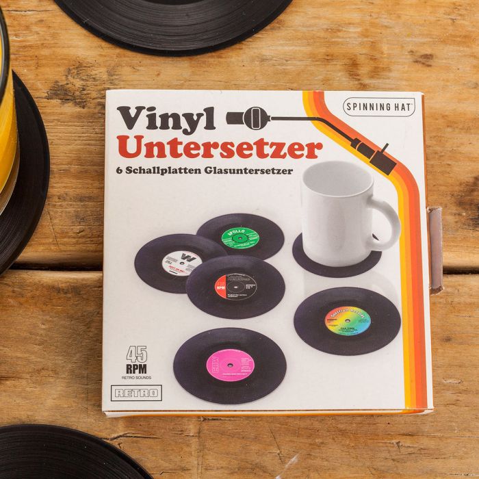 Vinyl-Untersetzer-Set im coolen Schallplatten-Design Ø ca 4-teilig 11 cm 