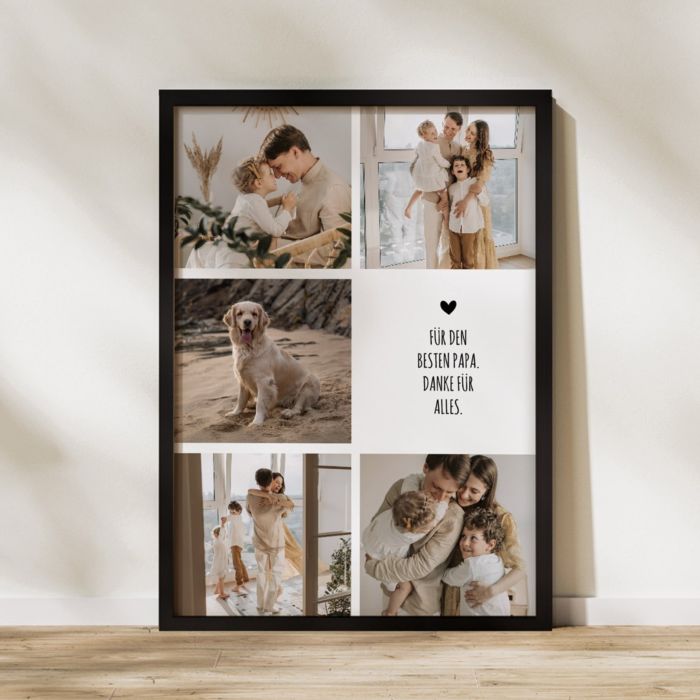 Personalisierbares Poster mit 5 Fotos und Text