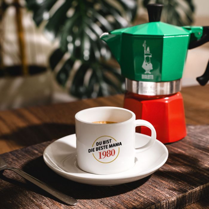 Personalisierbare Espresso Tasse mit Namen und Jahreszahl Personalisierbare Espresso Tasse mit Namen und Jahreszahl
