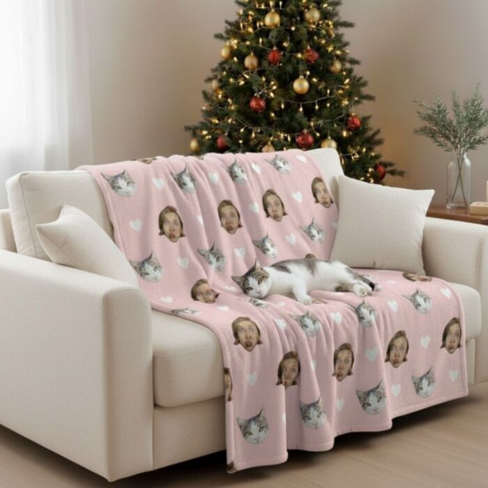 Personalisierbare Decke mit Haustier und Gesicht