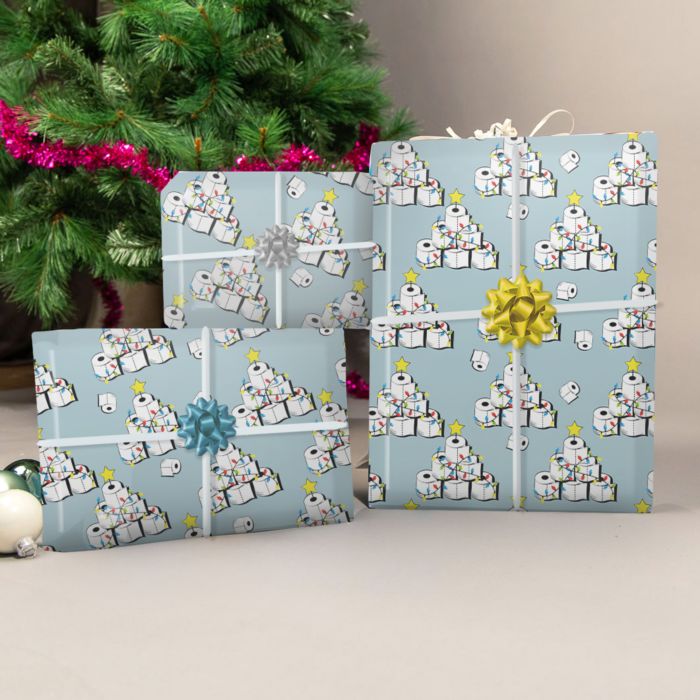 Geschenkpapier mit Toilettenpapier-Motiv