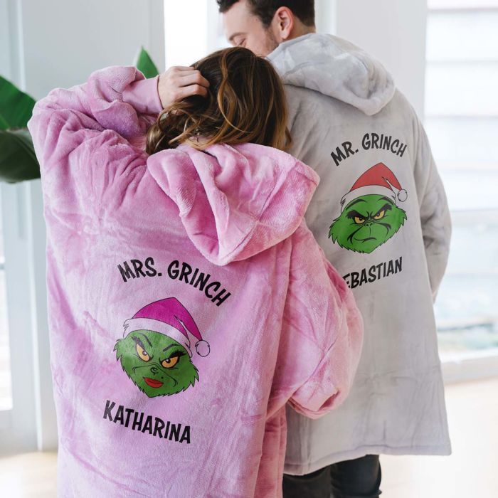 Personalisierbare Grinch Hoodie Decke
